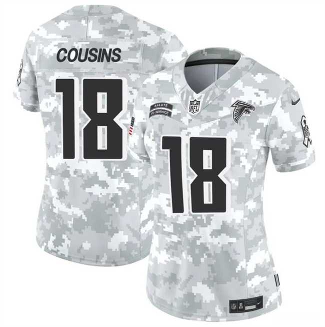 Womens Atlanta Falcons #18 Kirk Cousins 2024 F.U.S.E Arctic Camo Salute To Service Limited Stitched Jersey Dzhi